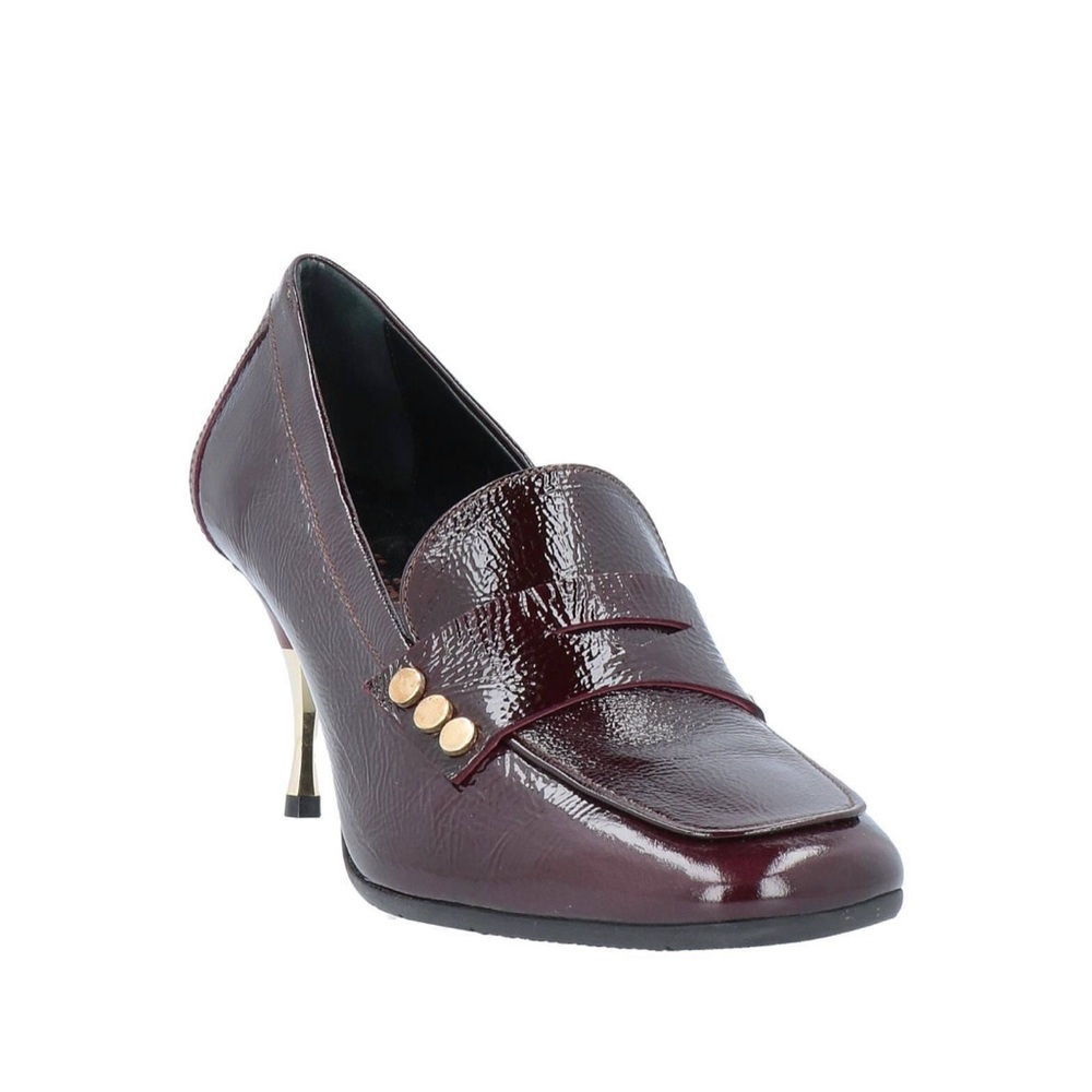 Baldinini Maroon Loafers w/ golden heels,  IT size 39/US size 8.5 - Picture 2 of 13